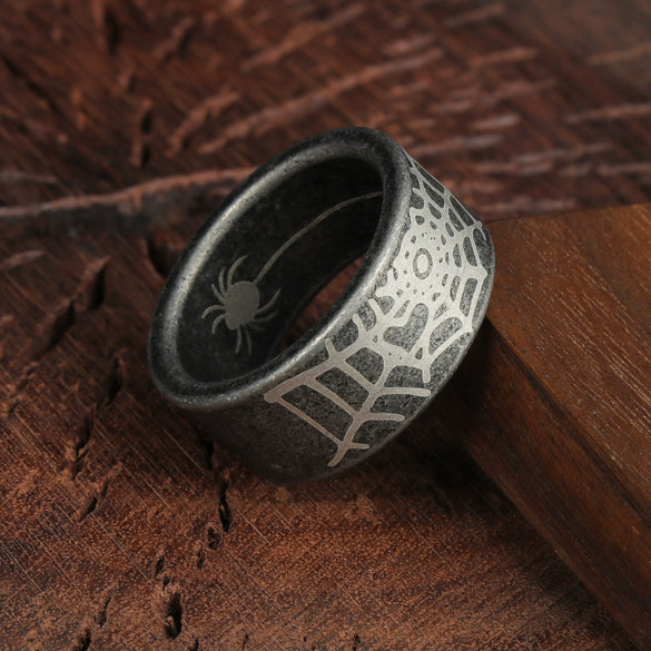 Halloween Insect Pattern Titanium Steel Ring With Electroplating