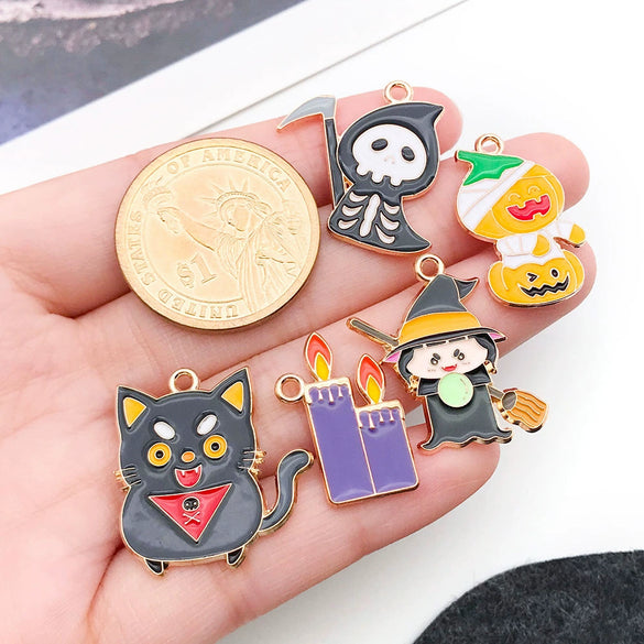 Halloween Jewelry Accessories Zinc Alloy Pumpkin Ghost Pendant Dripping Oil Style