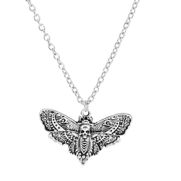 Halloween Moth Skull Pendant Necklace In Alloy With Electroplating Punk Style Unisex Animal Pattern