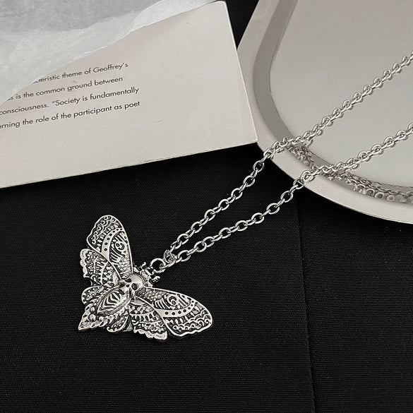 Halloween Moth Skull Pendant Necklace In Alloy With Electroplating Punk Style Unisex Animal Pattern