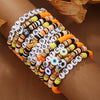 Halloween Multilayer Bat Pumpkin Skull Head Handmade Bracelet With Polymer Clay Flakes Copper Beads Acrylic And Geometric Pattern