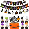 Halloween Paper Pull Flag And Cake Plugin Decoration With Ghost And Witch Elements
