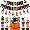 Halloween Paper Pull Flag And Cake Plugin Decoration With Ghost And Witch Elements