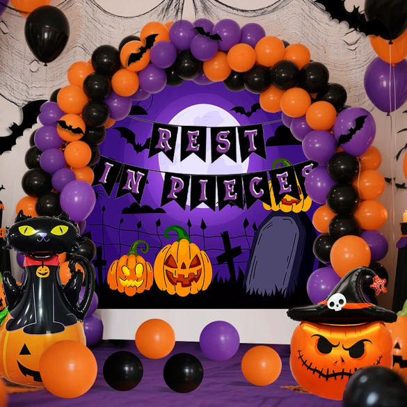 Halloween Party Decoration Black Orange Purple Ghost Festival Pumpkin Hat Balloon Set