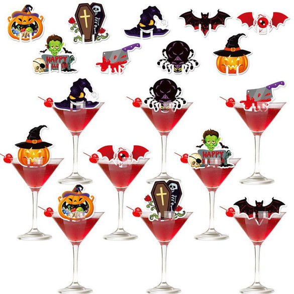 Halloween Party Decoration Wine Glass Card Pumpkin Eyeball Bleeding Mug Decoration Supplies Paper