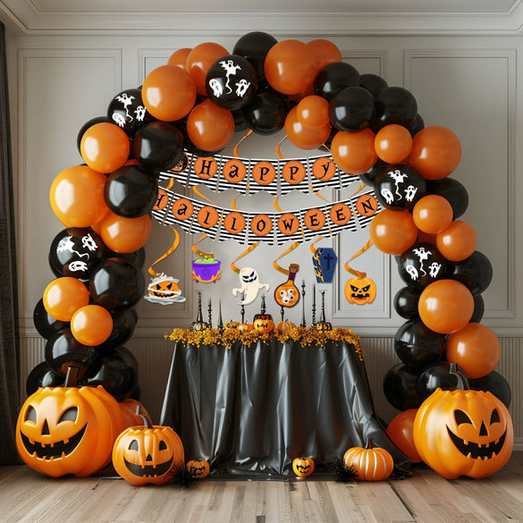 Halloween Pumpkin Ghost Latex Round Aluminum Film Balloon Package For Decoration
