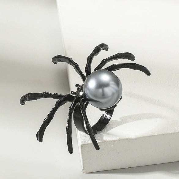 Halloween Punk Hiphop Dark Alloy Spider Ring With Environmental Protection Treatment