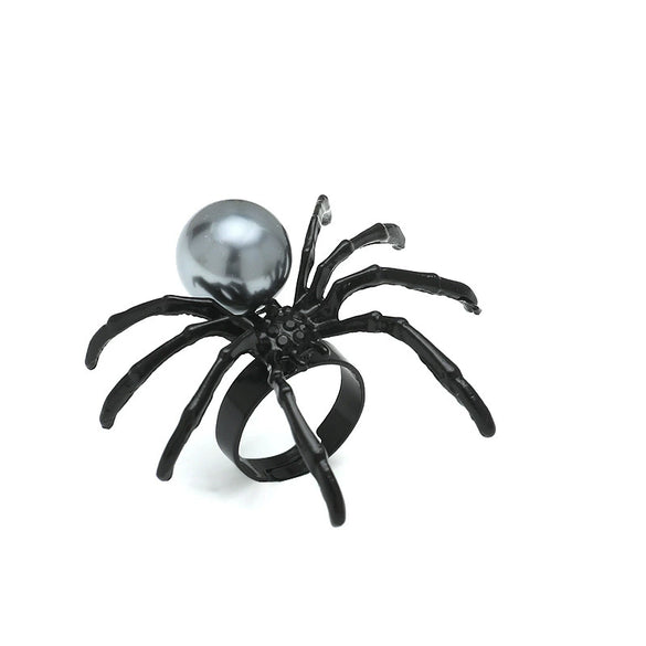 Halloween Punk Hiphop Dark Alloy Spider Ring With Environmental Protection Treatment