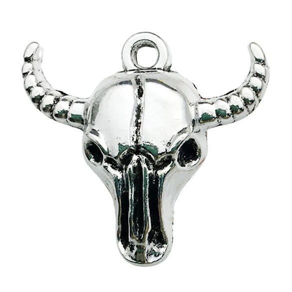Halloween Retro Style Zinc Alloy Skull And Bull Head Pendant Jewelry Accessories With Electroplating