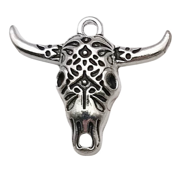 Halloween Retro Style Zinc Alloy Skull And Bull Head Pendant Jewelry Accessories With Electroplating