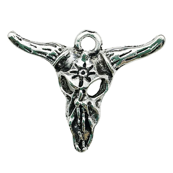 Halloween Retro Style Zinc Alloy Skull And Bull Head Pendant Jewelry Accessories With Electroplating