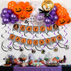 Halloween Round Latex Balloon Party Decoration With Rain Silk Curtain Arrangement And Print