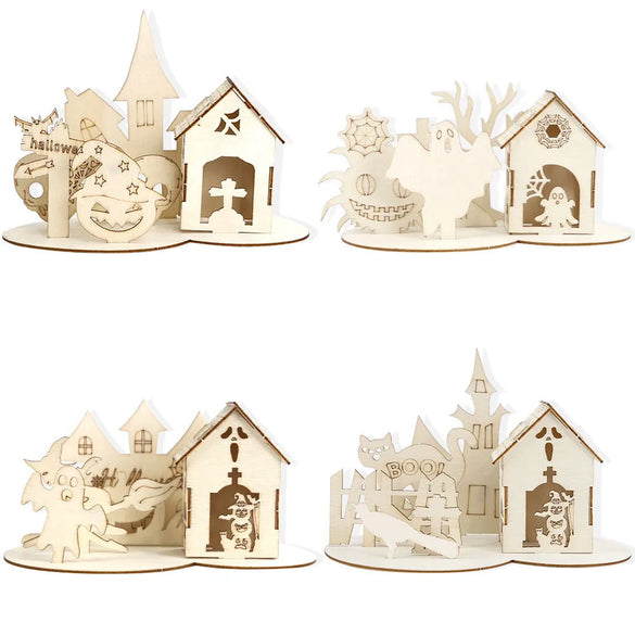 Halloween Simple Style House Wood Party Festival Ornaments