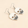 Halloween Skull And Ghost Earrings Geometric Alloy Ear Hooks With Glossy Electroplated Finish Novelty Horror Jewelry