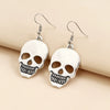 Halloween Skull And Ghost Earrings Geometric Alloy Ear Hooks With Glossy Electroplated Finish Novelty Horror Jewelry