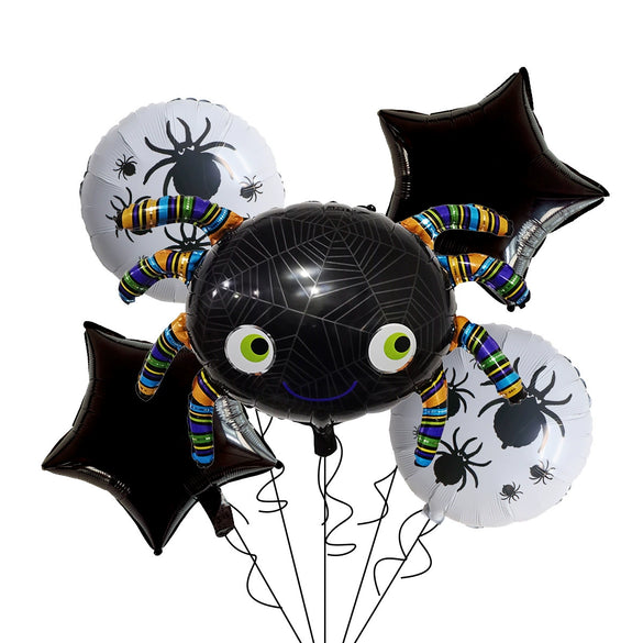 Halloween Spider Aluminum Film Balloon 5Piece Set Round Shape Party Decoration