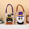 Halloween Square Imitation Linen Tote Bag With Cartoon Pumpkin Witch Pattern