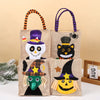 Halloween Square Imitation Linen Tote Bag With Cartoon Pumpkin Witch Pattern