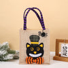 Halloween Square Imitation Linen Tote Bag With Cartoon Pumpkin Witch Pattern