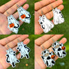 Halloween Thanksgiving Acrylic Double Sided Printed Earrings With Pumpkin White Ghost Cow Black Cat Pendant In Cartoon Animal Zodiac Design For Women