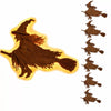 Halloween Witch Riding Broom Wall Decoration Glowing Boxwood Hanging Ornament With Pushbutton Lights For Festive Party Backdrops