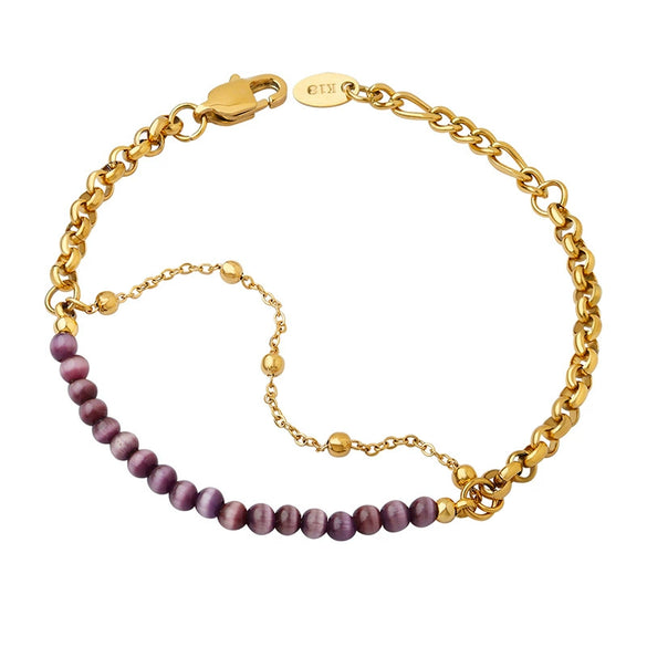 Hand Jewelry Casual Style Doublelayer Chain 316L Stainless Steel 18K Gold Plated Geometric Bracelet For Women