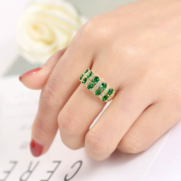 Hand Jewelry Copper Light Luxury Geometric Zircon Electroplated Ring For Women And Unisex
