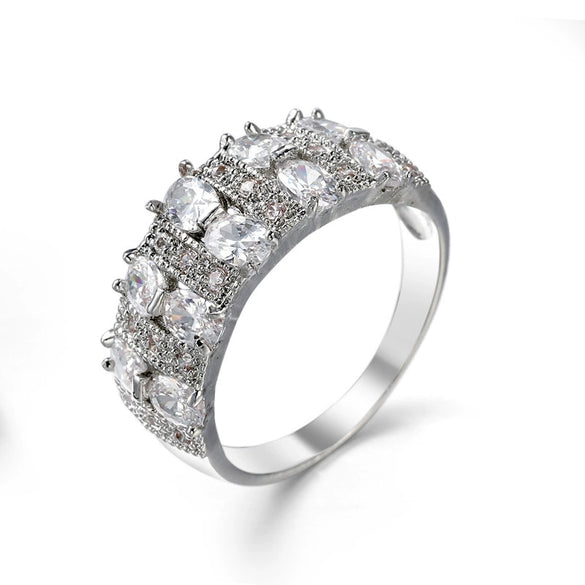 Hand Jewelry Copper Light Luxury Geometric Zircon Electroplated Ring For Women And Unisex