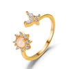 Hand Jewelry Copper Opal Sunflower Butterfly Open Ring Threepiece Set Electroplating Geometric Style
