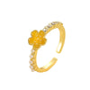 Hand Jewelry Copper Opal Sunflower Butterfly Open Ring Threepiece Set Electroplating Geometric Style