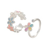 Hand Jewelry Copper Opal Sunflower Butterfly Open Ring Threepiece Set Electroplating Geometric Style