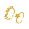 Hand Jewelry Copper Opal Sunflower Butterfly Open Ring Threepiece Set Electroplating Geometric Style