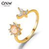 Hand Jewelry Copper Opal Sunflower Butterfly Open Ring Threepiece Set Electroplating Geometric Style