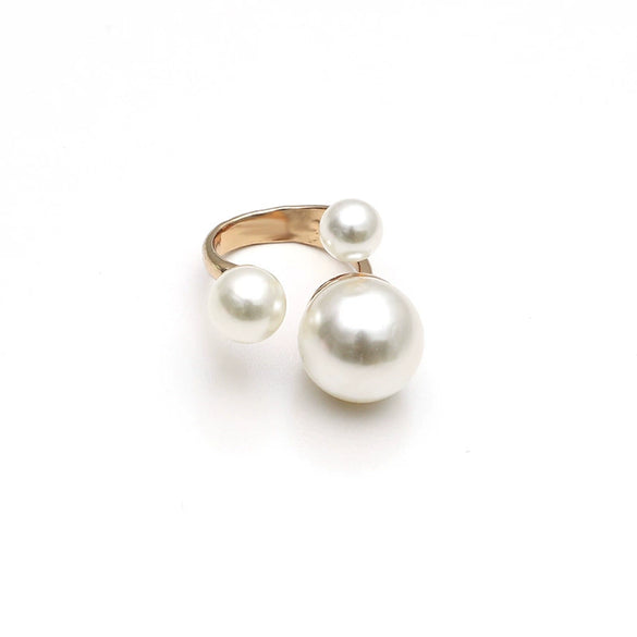 Hand Jewelry Creative Ring Pearl Joint Rhinestone Gold Plated Women's