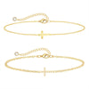 Hand Jewelry Multilayered Brass Plated 14K Gold Cross Bracelet Inlaid With Zircon Geometric Style Copper Electroplated
