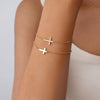 Hand Jewelry Multilayered Brass Plated 14K Gold Cross Bracelet Inlaid With Zircon Geometric Style Copper Electroplated