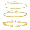 Hand Jewelry Set Copper Plated Real Gold Geometric Cuban Zircon Bracelet For Women