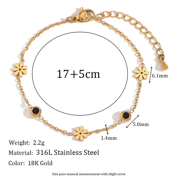 Hand Jewelry Stainless Steel 18K Gold Plated Geometric Flower Bracelet For Women