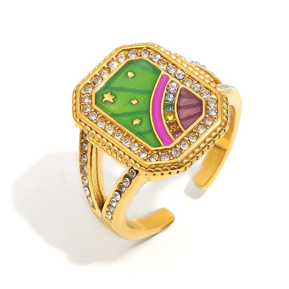 Hand Jewelry Stainless Steel 18K Gold Plated Geometric Open Ring For Women