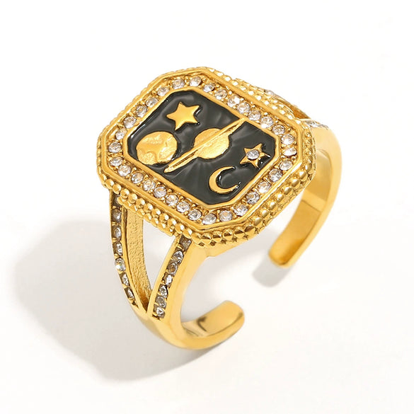 Hand Jewelry Stainless Steel 18K Gold Plated Geometric Open Ring For Women