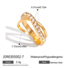 Hand Jewelry Stainless Steel 18K Gold Plated Geometric Plain Ring Inlaid With Diamond For Women