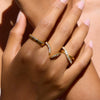 Hand Jewelry Stainless Steel 18K Gold Plated Geometric Plain Ring Inlaid With Diamond For Women