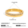 Hand Jewelry Stainless Steel 18K Gold Plated Geometric Plain Ring Inlaid With Diamond For Women