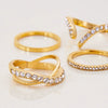 Hand Jewelry Stainless Steel 18K Gold Plated Geometric Plain Ring Inlaid With Diamond For Women