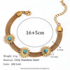 Hand Jewelry Stainless Steel 18K Gold Plated Turquoise Sunflower Braided Geometric Style Bracelet For Women