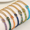 Hand Jewelry Stainless Steel 18K Gold Plated Twist Chain Natural Stone Stitching Geometric Style Bracelet For Women