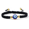 Hand Knitted Geometric Cord Bracelet With Gold And Silver Beads And Blue Eye Detail Flat Knot Good Luck Bracelet For Unisex