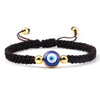 Hand Knitted Geometric Cord Bracelet With Gold And Silver Beads And Blue Eye Detail Flat Knot Good Luck Bracelet For Unisex