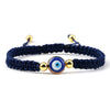 Hand Knitted Geometric Cord Bracelet With Gold And Silver Beads And Blue Eye Detail Flat Knot Good Luck Bracelet For Unisex