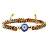 Hand Knitted Geometric Cord Bracelet With Gold And Silver Beads And Blue Eye Detail Flat Knot Good Luck Bracelet For Unisex